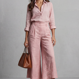 Elavine – Soft linen finish – Wide-leg co-ord set