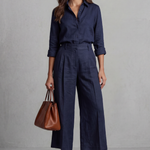 Elavine – Soft linen finish – Wide-leg co-ord set