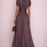 VESTIDO LARGO VIOLETA CON ESCOTE EN FORMA DE LLAVE