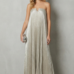 Élodie – Luminous pleated flow – Strapless metallic gown