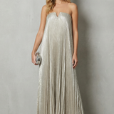 Élodie – Luminous pleated flow – Strapless metallic gown