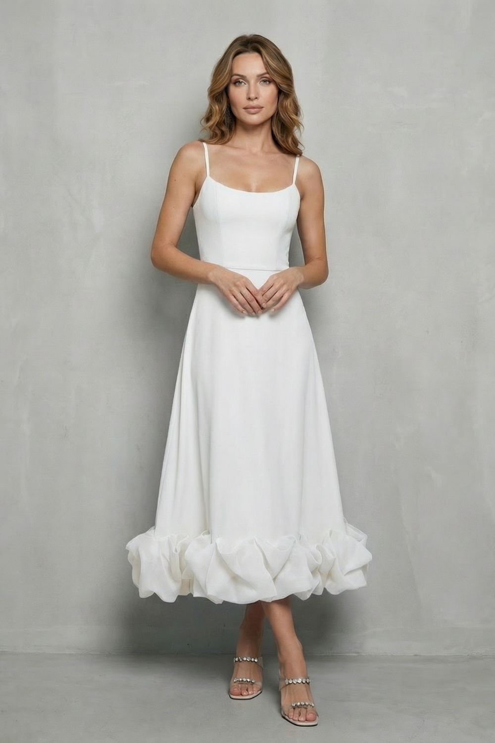 Elowenne – Romantic ruffle hem – Sleeveless midi dress