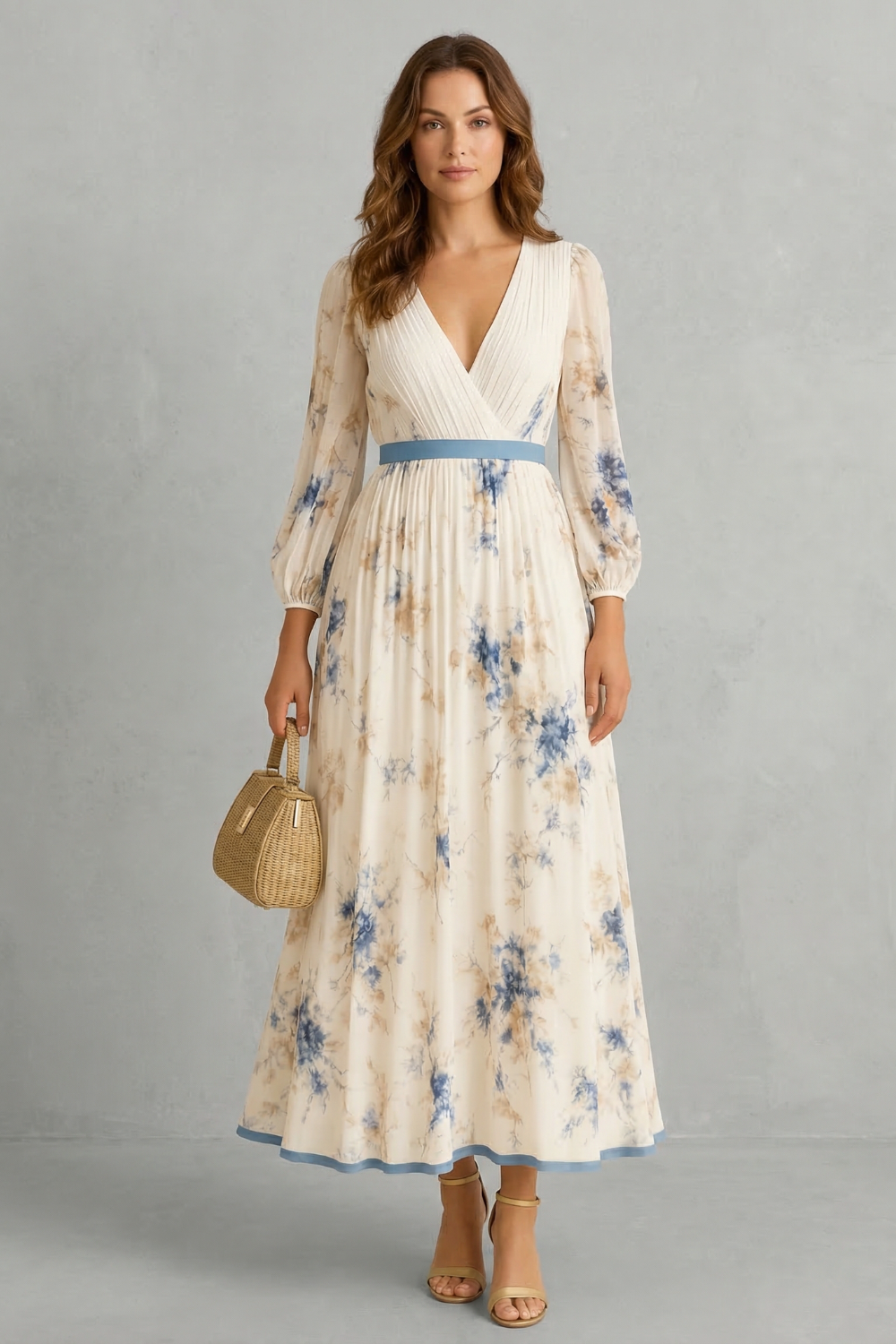 Esméline – Romantic pleats – Floral maxi dress