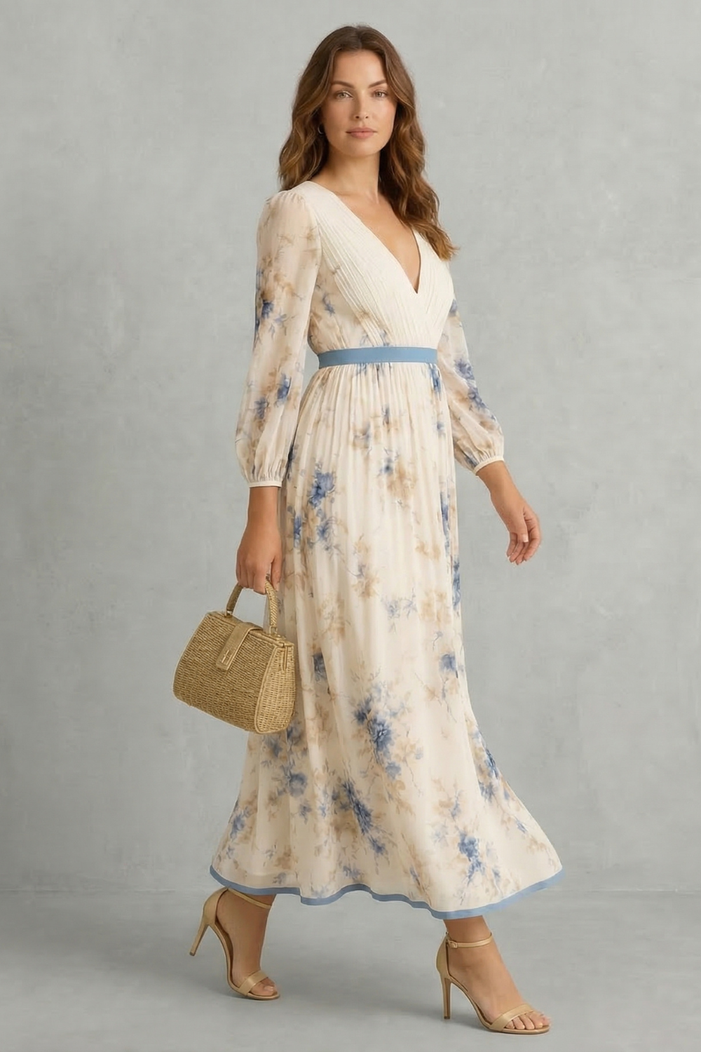 Esméline – Romantic pleats – Floral maxi dress
