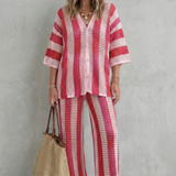 Evarisse – Striped crochet texture – Summer co-ord set