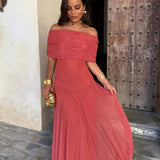 Dainia – Ein-Schulter-Maxikleid Aus Netz