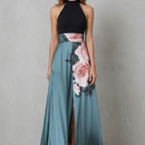 Florévia – Contrast floral elegance – Maxi dress