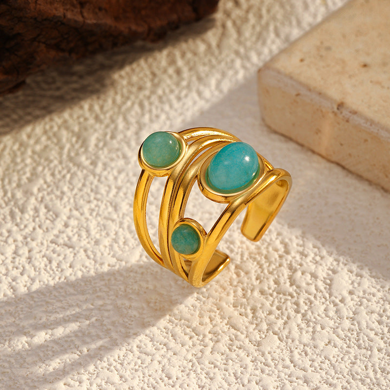 ANILLO ORO FIL TURQUESA DOUBLE PIERRE IMPOSANT