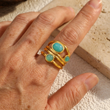ANILLO ORO FIL TURQUESA DOUBLE PIERRE IMPOSANT