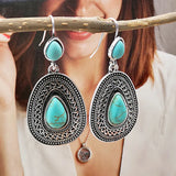 PENDIENTES BOHEMIO PLATA TON GOTA TURQUESA FILIGRANE