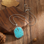 COLLAR VINTAGE BOHEMIO ÓVALO MALACHITE TURQUESA COLGANTE