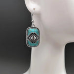 PENDIENTES BOHEMIO VINTAGE AZTÈQUE GÉOMÉTRIQUE TURQUESA GOTA
