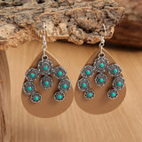 PENDIENTES BOHEMIO WESTERN TURQUESA CROISSANT CUIR