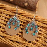 PENDIENTES BOHEMIO WESTERN TURQUESA CROISSANT CUIR