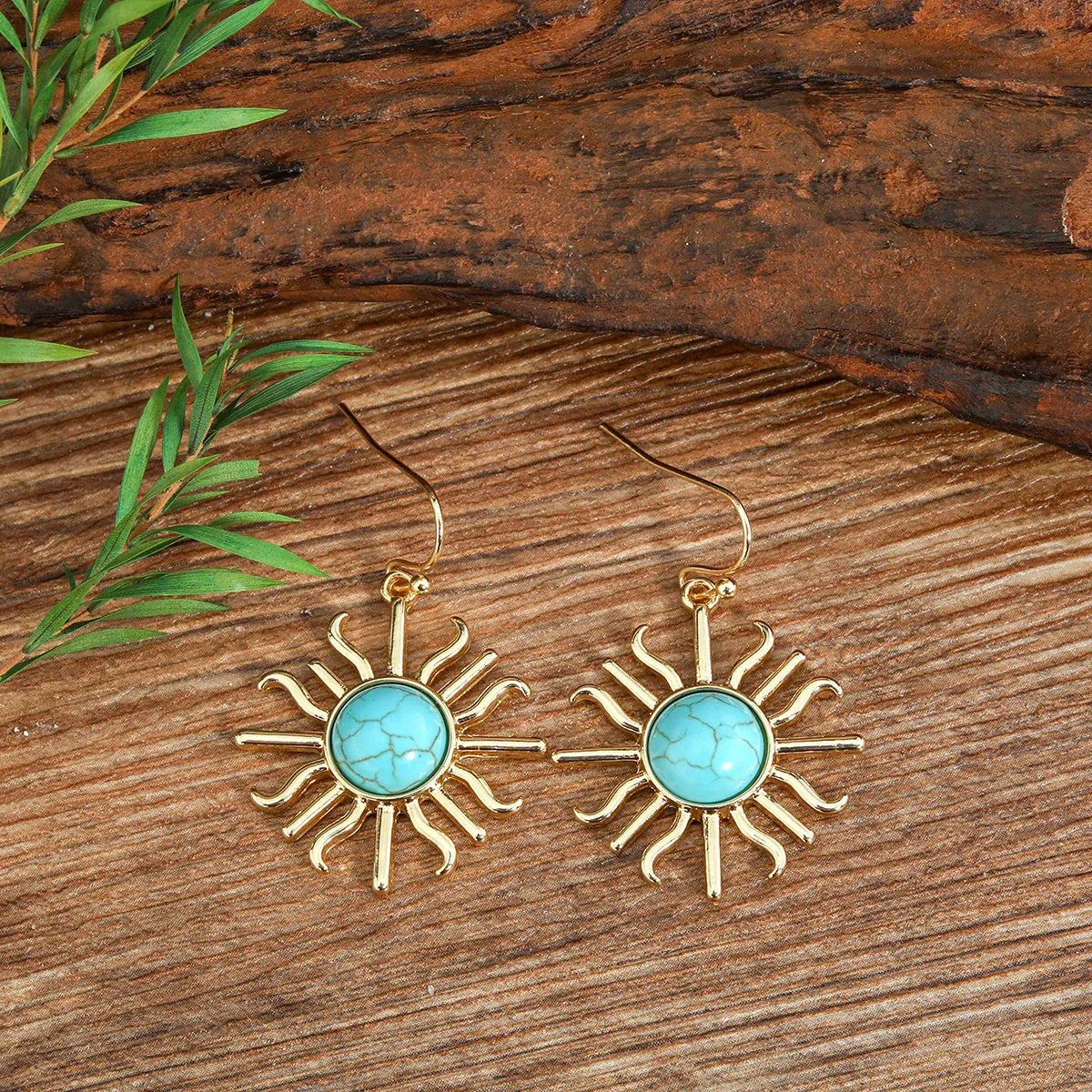 PENDIENTES WESTERN BOHEMIO SOLEIL FORME TURQUESA GOTA