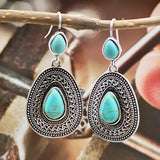 PENDIENTES BOHEMIO PLATA TON GOTA TURQUESA FILIGRANE