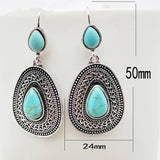 PENDIENTES BOHEMIO PLATA TON GOTA TURQUESA FILIGRANE