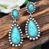 PENDIENTES ELEGANTE VINTAGE PLATA TON TURQUESA COLGANTE