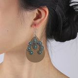 PENDIENTES BOHEMIO WESTERN TURQUESA CROISSANT CUIR