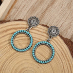 PENDIENTES VINTAGE BOHEMIO STYLE TURQUESA CONCHO ARO