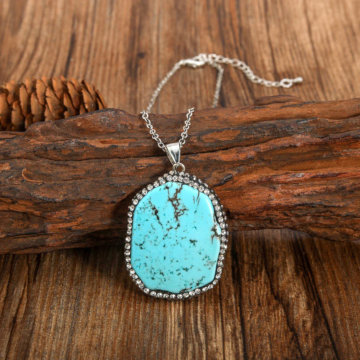COLLAR VINTAGE BOHEMIO ÓVALO MALACHITE TURQUESA COLGANTE