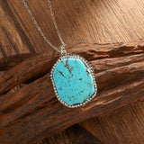 COLLAR VINTAGE BOHEMIO ÓVALO MALACHITE TURQUESA COLGANTE