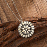 COLLAR VINTAGE REDONDO TURQUESA RACIMO COLGANTE