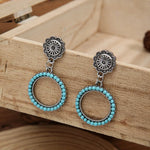 PENDIENTES VINTAGE BOHEMIO STYLE TURQUESA CONCHO ARO