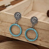 PENDIENTES VINTAGE BOHEMIO STYLE TURQUESA CONCHO ARO