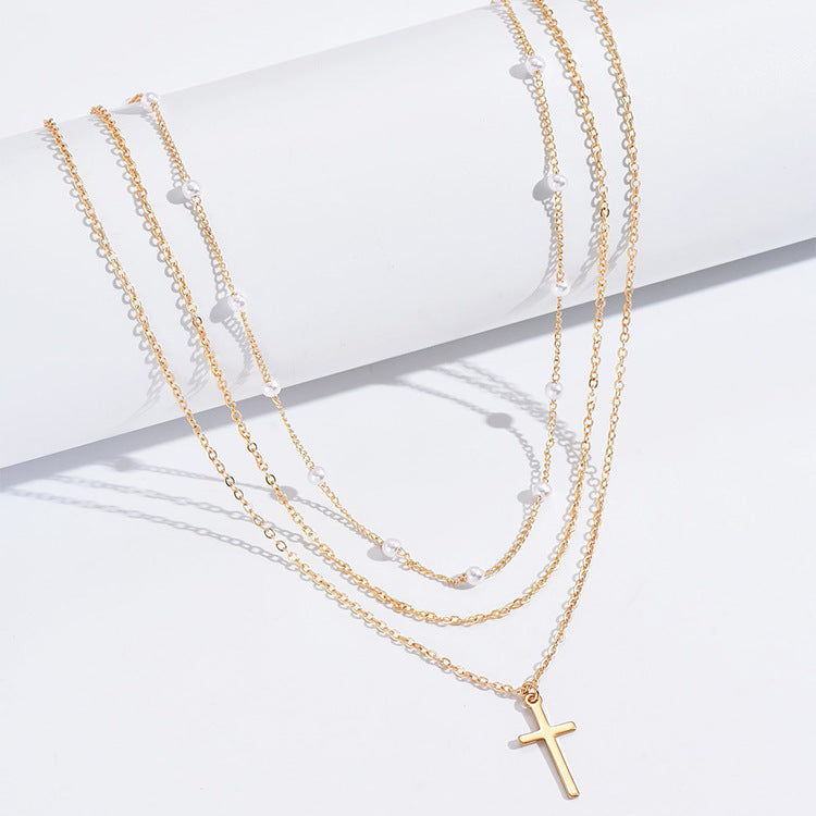 COLLAR TRIPLE RANG PERLA CRUZ