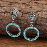 PENDIENTES VINTAGE BOHEMIO STYLE TURQUESA CONCHO ARO