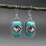 PENDIENTES BOHEMIO VINTAGE AZTÈQUE GÉOMÉTRIQUE TURQUESA GOTA