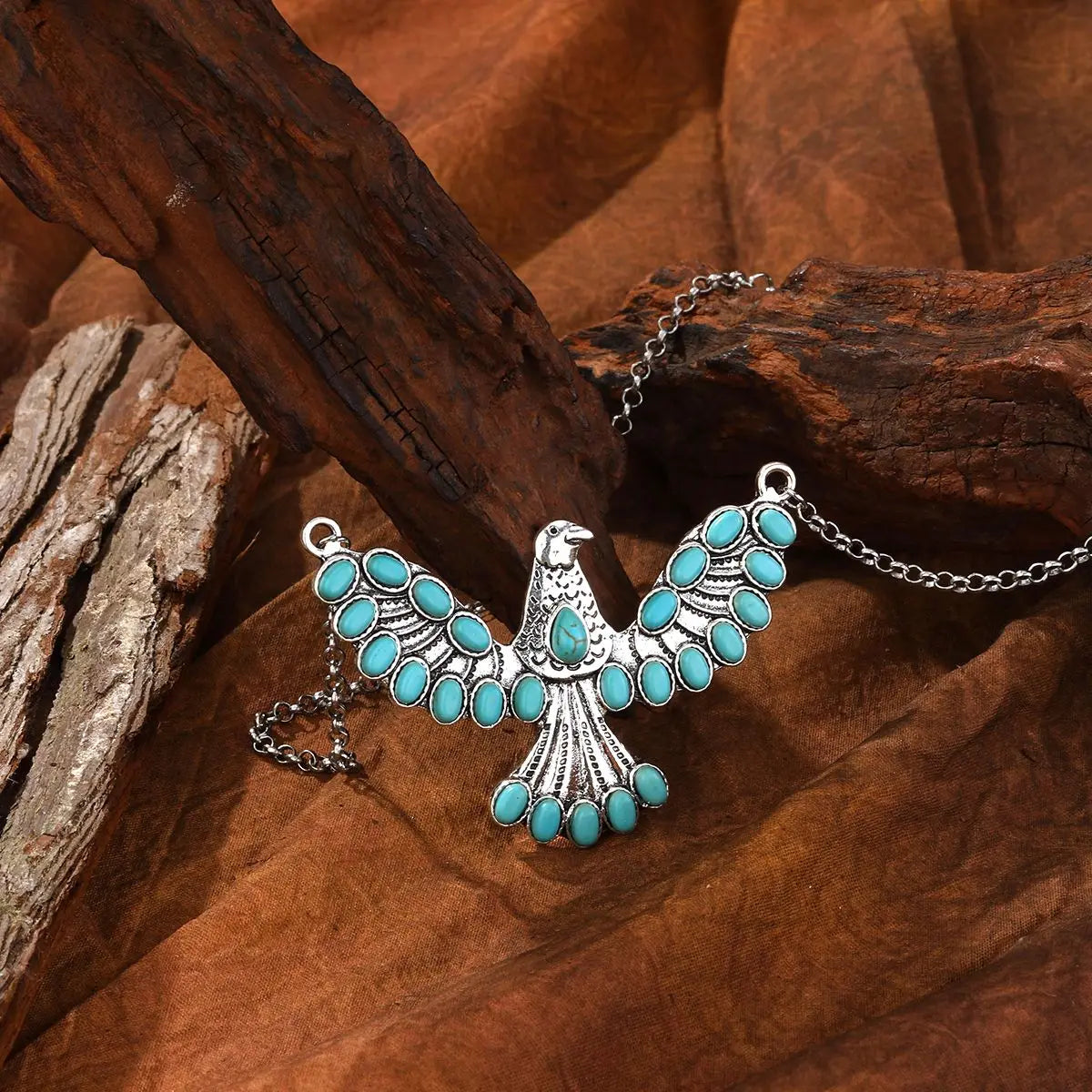 COLLAR BOHEMIO SUD-OUEST AMÉRICAIN TURQUESA AIGLE COLGANTE