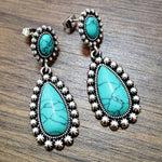 PENDIENTES ELEGANTE VINTAGE PLATA TON TURQUESA COLGANTE