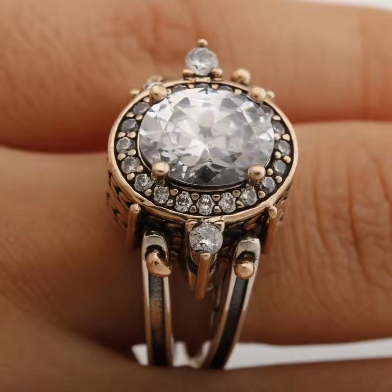 ANILLO VINTAGE INCRUSTÉ VERRE ORO