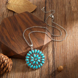 COLLAR VINTAGE REDONDO TURQUESA RACIMO COLGANTE