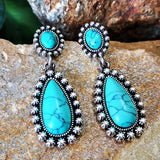 PENDIENTES ELEGANTE VINTAGE PLATA TON TURQUESA COLGANTE