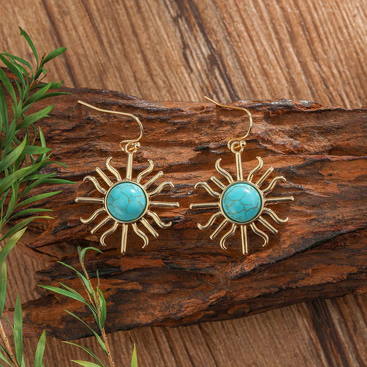 PENDIENTES WESTERN BOHEMIO SOLEIL FORME TURQUESA GOTA