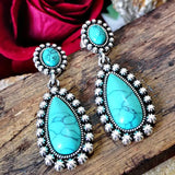 PENDIENTES ELEGANTE VINTAGE PLATA TON TURQUESA COLGANTE