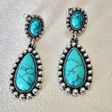 PENDIENTES ELEGANTE VINTAGE PLATA TON TURQUESA COLGANTE