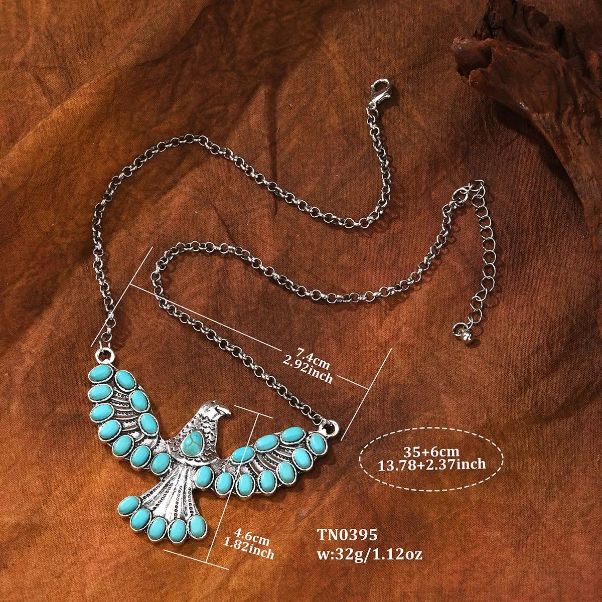 COLLAR BOHEMIO SUD-OUEST AMÉRICAIN TURQUESA AIGLE COLGANTE