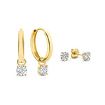 CONJUNTO LARMES DE LUNA PIERRE PENDIENTES | ORO