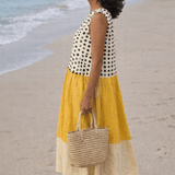 VESTIDO MIDI CON BLOQUES DE COLOR Y LUNARES - VALERINA MARBELLA
