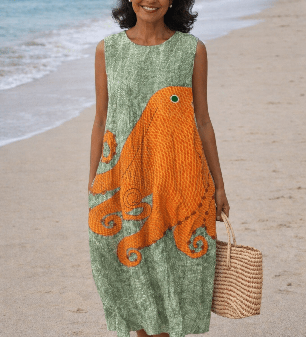 VESTIDO MIDI DE INSPIRACIÓN OCEÁNICA - VALERINA MARBELLA