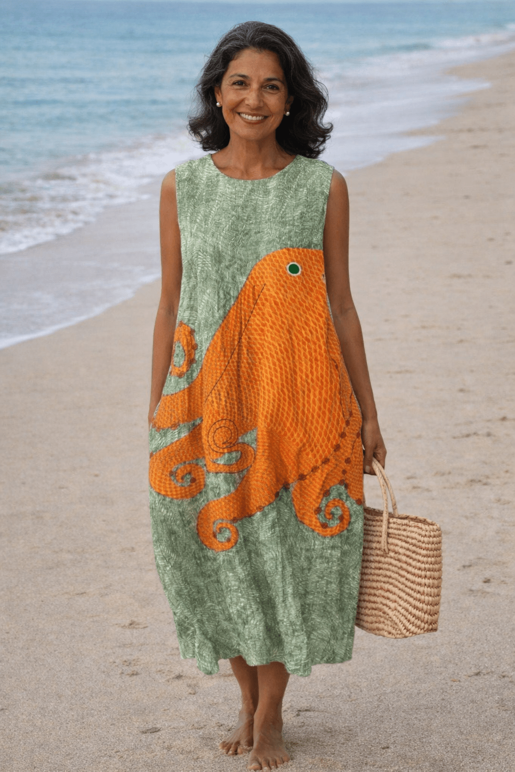 VESTIDO MIDI DE INSPIRACIÓN OCEÁNICA - VALERINA MARBELLA