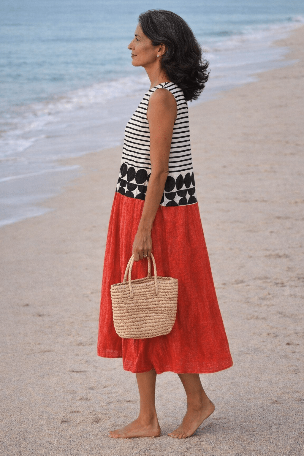 VESTIDO MIDI DE RAYAS - VALERINA MARBELLA