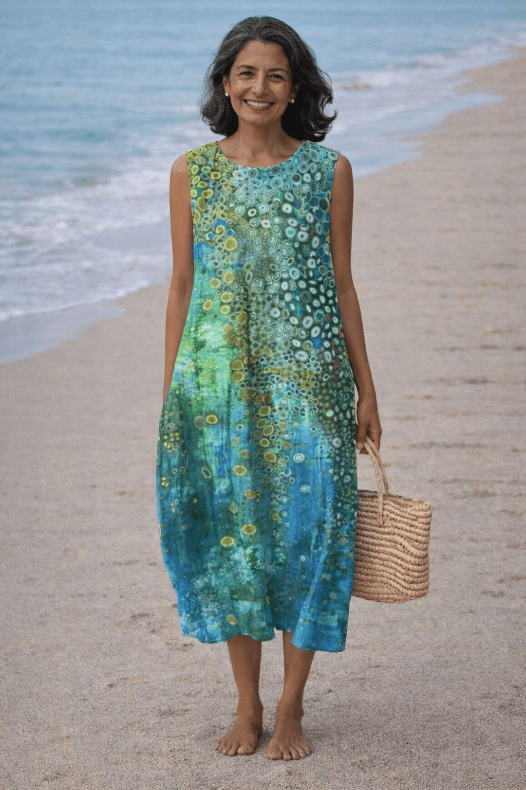 VESTIDO MIDI CON ESTAMPADO DE CORALES - VALERINA MARBELLA