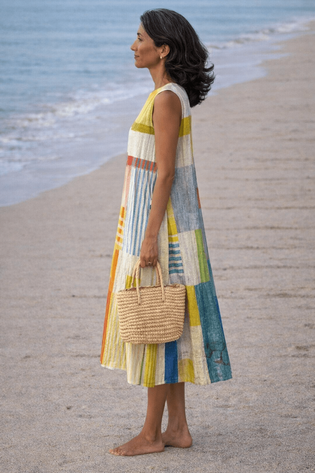 VESTIDO MIDI CON ESTAMPADO GEOMÉTRICO - VALERINA MARBELLA