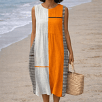 VESTIDO MIDI DE RAYAS CASUAL - VALERINA MARBELLA