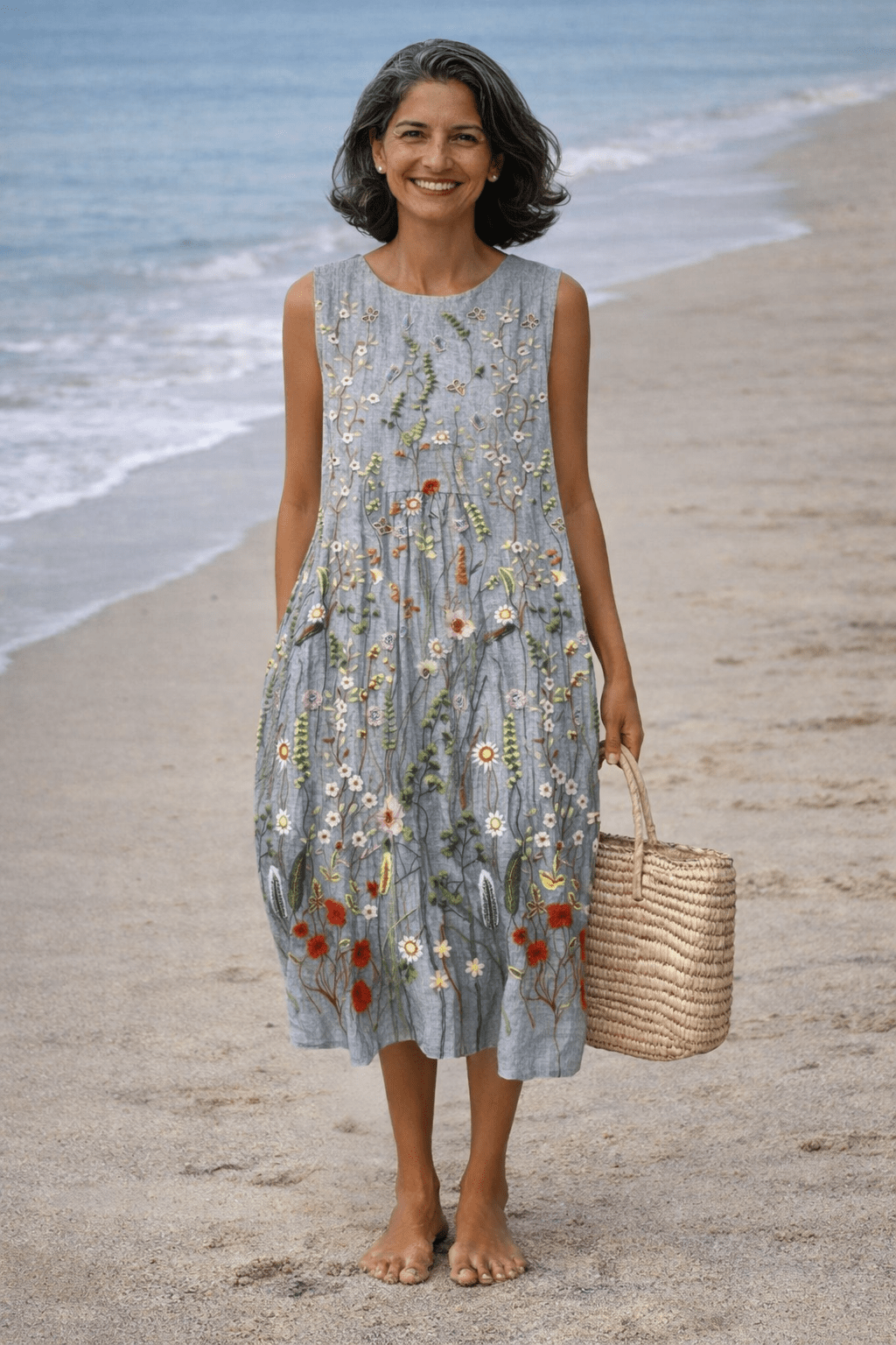VESTIDO MIDI DE FLORES SILVESTRES - VALERINA MARBELLA